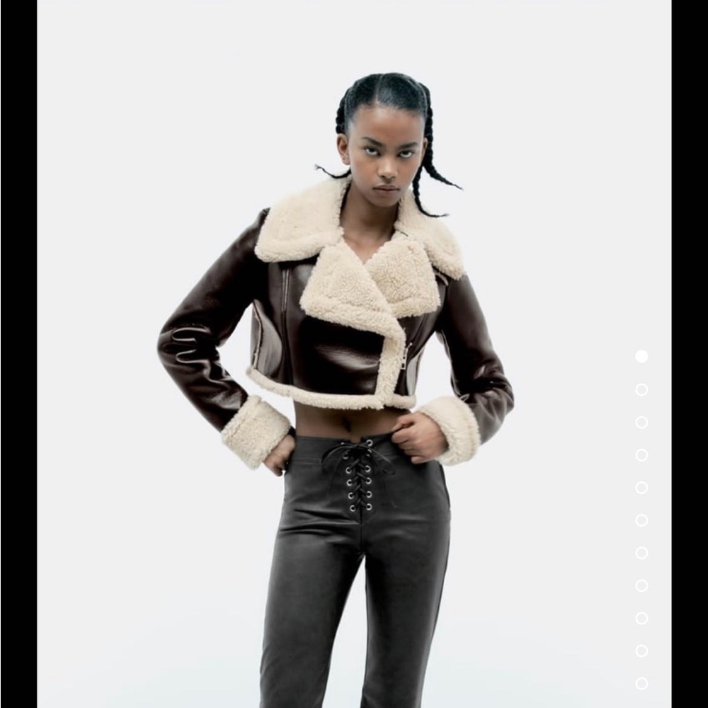 XS Zara Double Sided Crop Jacket with Faux Sherling Lining